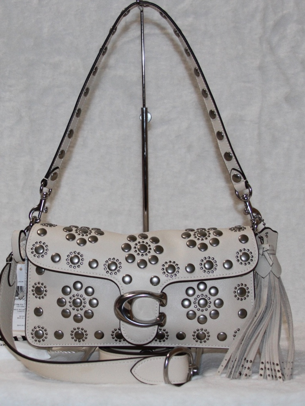 NWT COACH Chalk White Western Tabby Shoulder Bag 26 Silver Rivets Crossbody